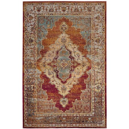 Safavieh 2 ft.-2 in. x 11 ft. Rectangle Crystal Power Loomed Rug; Orange & Light Blue CRS500A-211